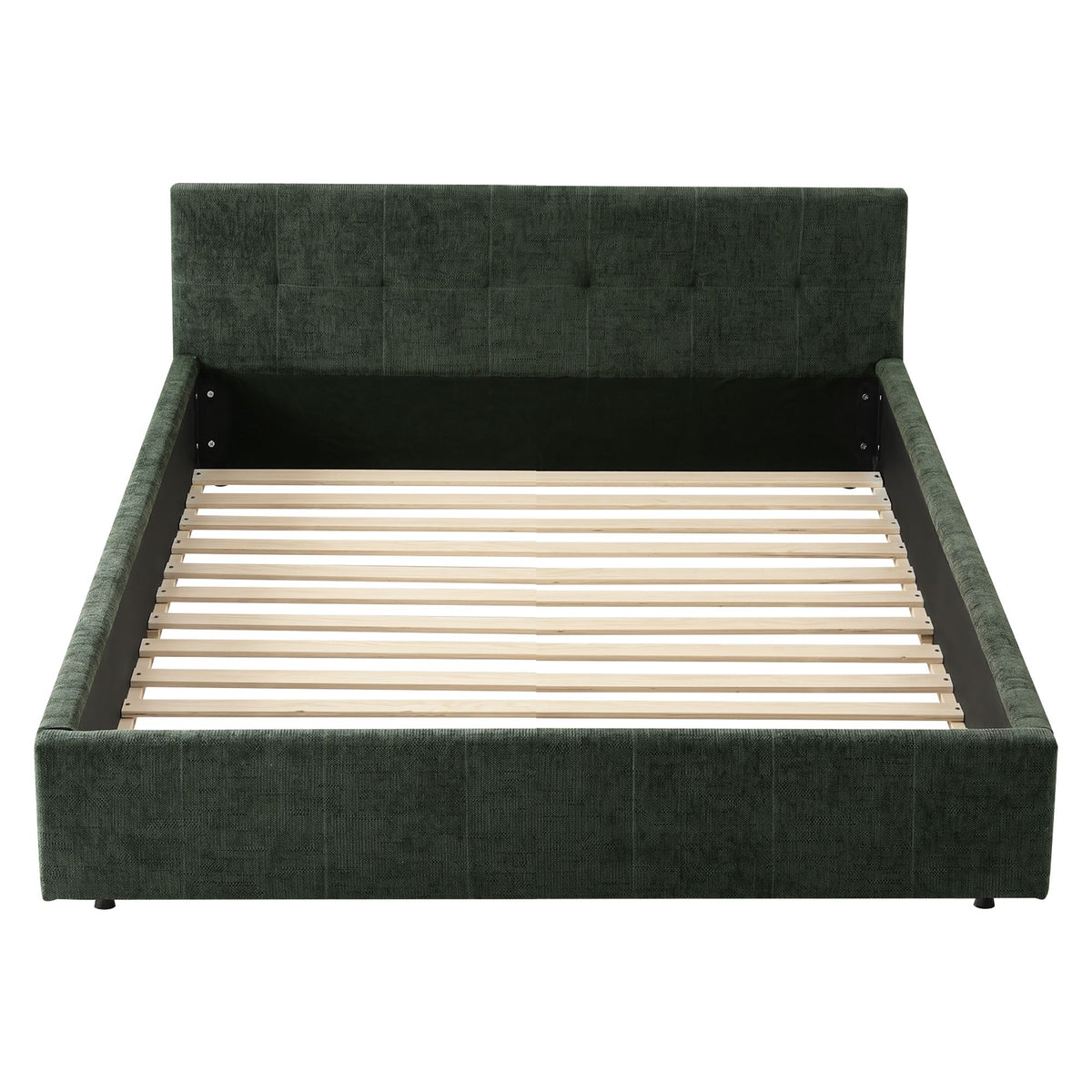 Artiss Double Bed Frame Chenille Heavy Duty Platform Base Green 300kg Support No Box Spring Needed