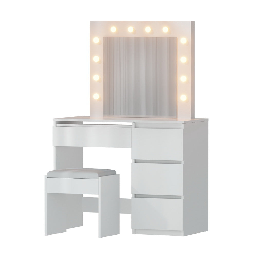 Artiss Dressing Table Set Stool 12 Led Bulbs White
