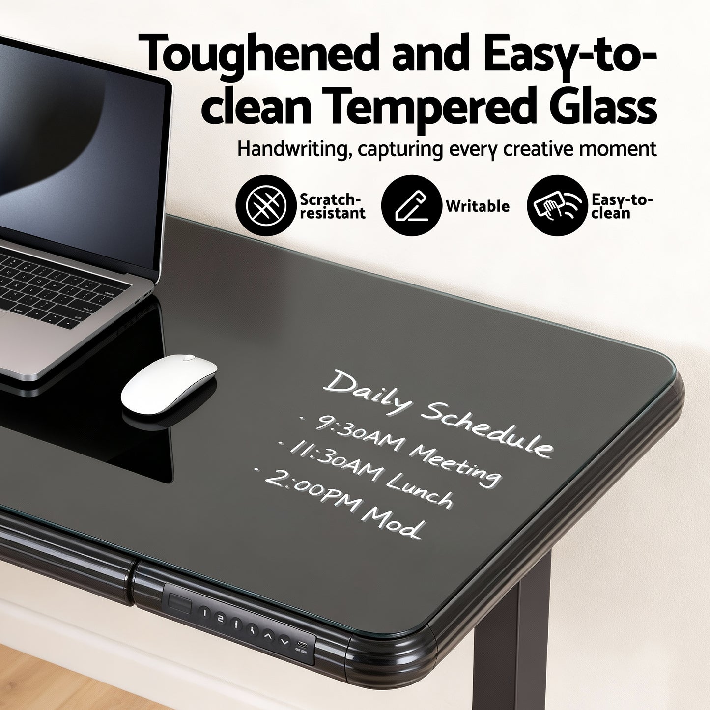 Artiss Electric Standing Desk Motorised Glass Top Black 120CM