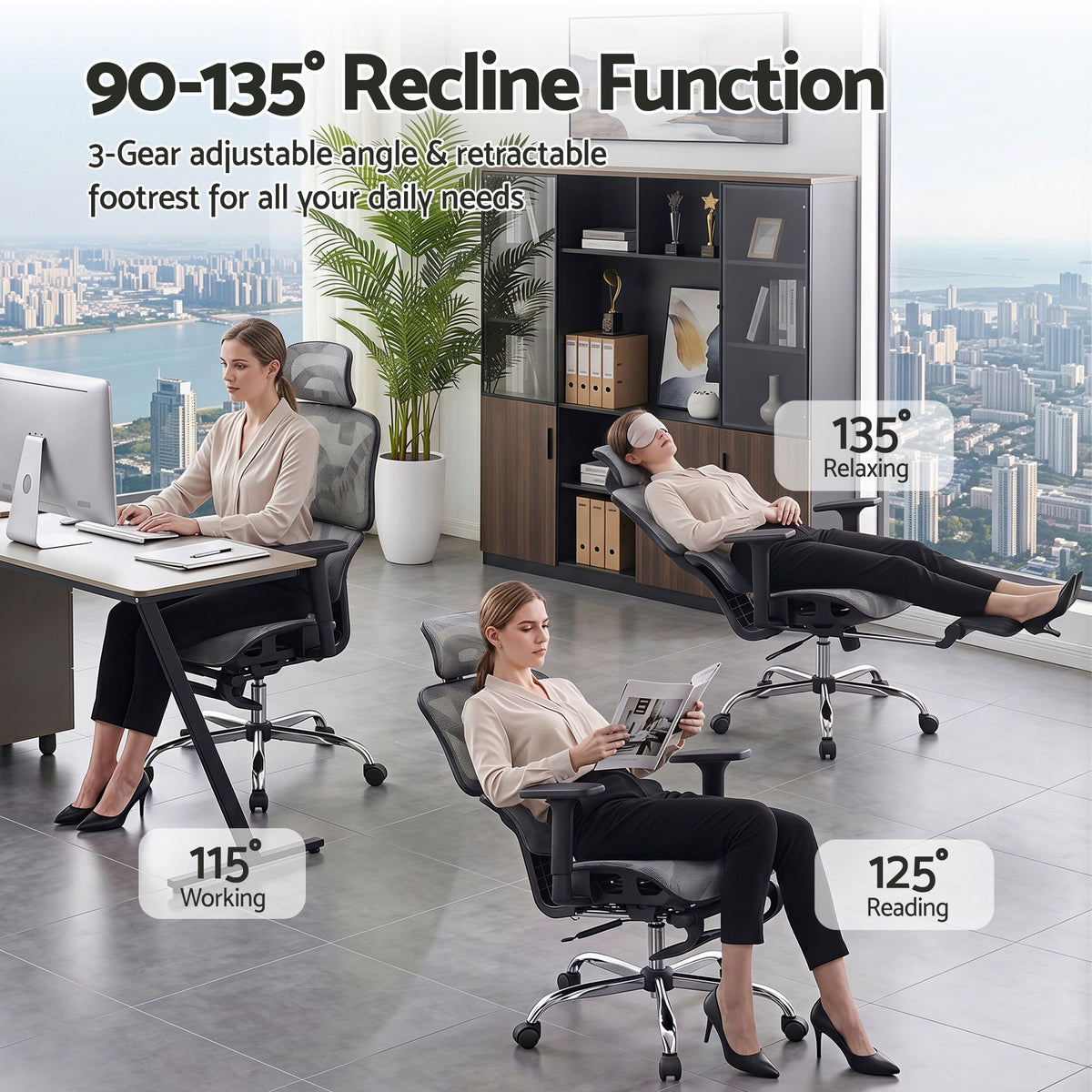 Artiss Ergonomic Office Chair Footrest Grey