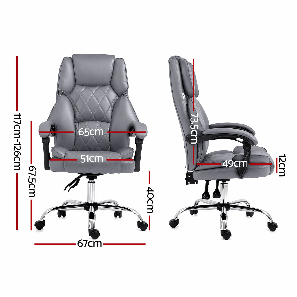 Artiss Executive Office Chair Recliner Grey