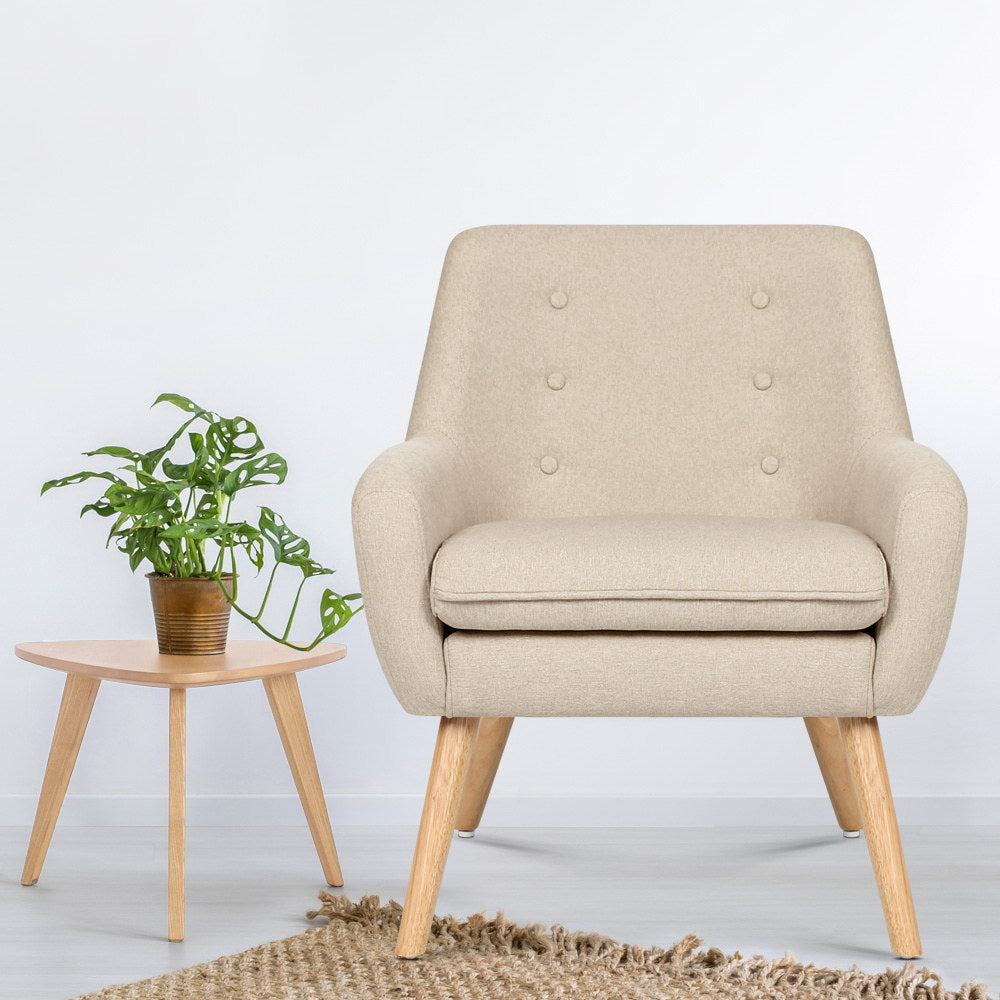 Artiss Fabric Dining Armchair - Beige