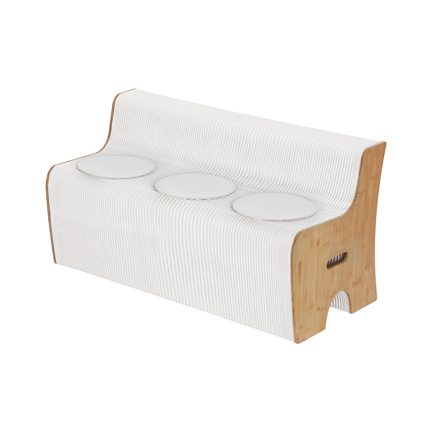 Artiss Folding Kraft Paper Sofa 3 Seater Accordion Bench with PU Leather Cushion Collapsible Couch 300kg Capacity 150x59x63cm