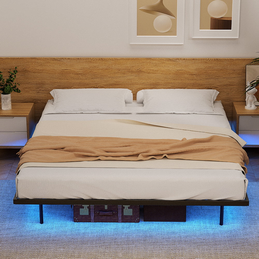 Artiss King Bed Frame,Floating Metal Bed Frame with Smart LED Lights - Sturdy Metal Platform Bed Base, Silent Design, Tool-Free Assembly, 300KG Capacity for Home/Hotel/Master Bedroom