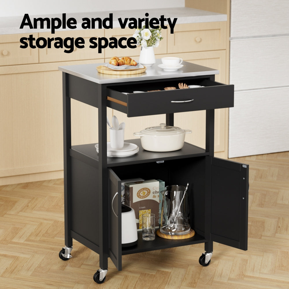 Artiss Kitchen Island Trolley Rolling Serving Cart Storage Drawer Cupboard 60cm