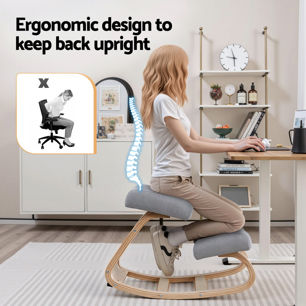Artiss Kneeling Chair Ergonomic Posture Chair with Memory Foam Balance Stool for Home Office Gaming 120kg Weight Capacity Gray