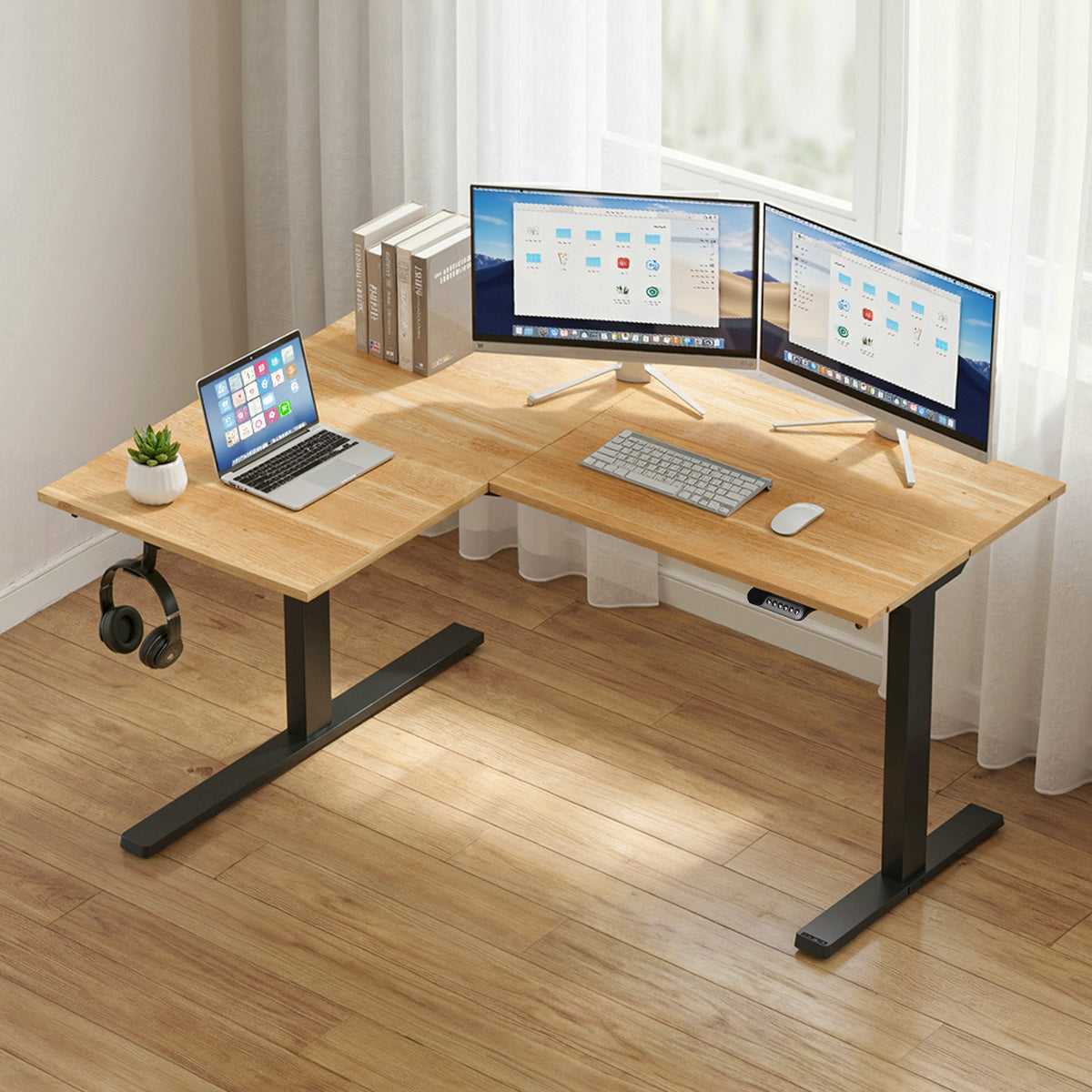 Artiss L-Shape Electric Standing Desk Sit Stand Up Height Adjustable Motorised