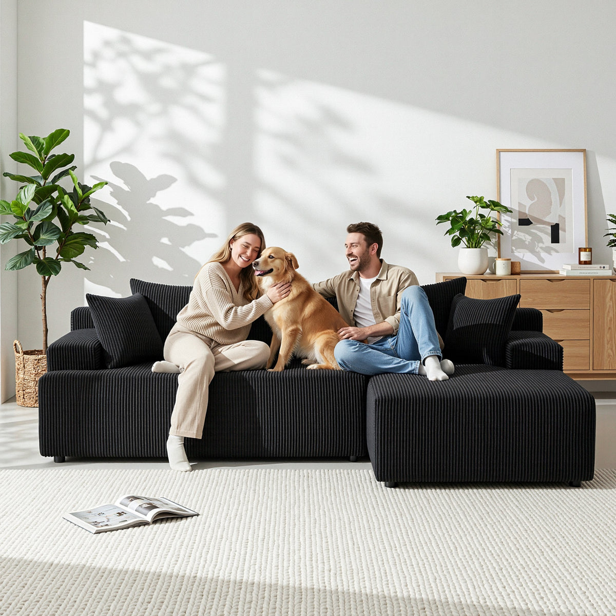 Artiss Modular Sectional Sofa Bed Convertible L-Shaped Couch with Deep Seat for Living Room