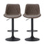 Artiss Set of 2 Bar Stools Kitchen Stool Chairs Metal Barstool Dining Chair Brown Rushal