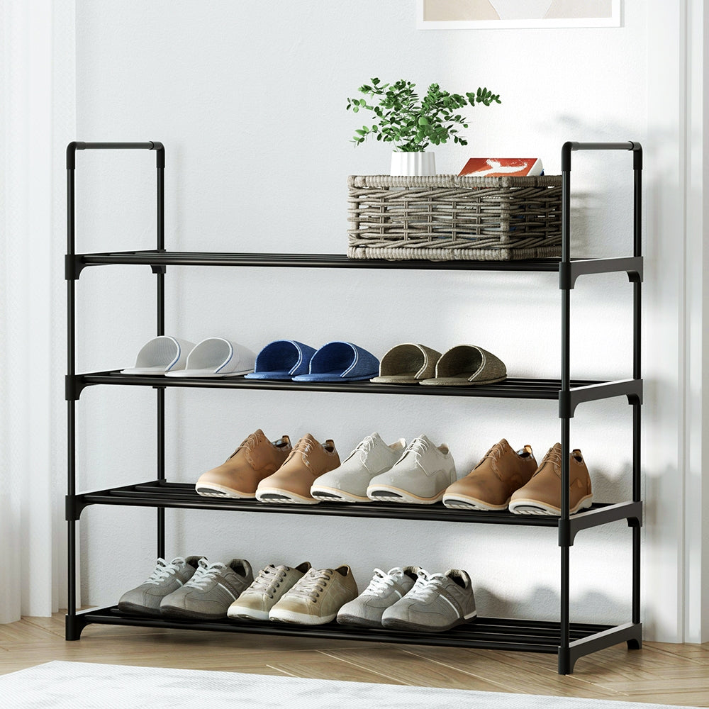 Artiss Shoe Rack 4-tier 16 Pairs Stackable Black