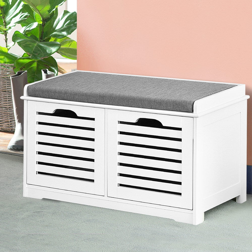 Artiss Shoe Rack Cabinet Bench White Caye