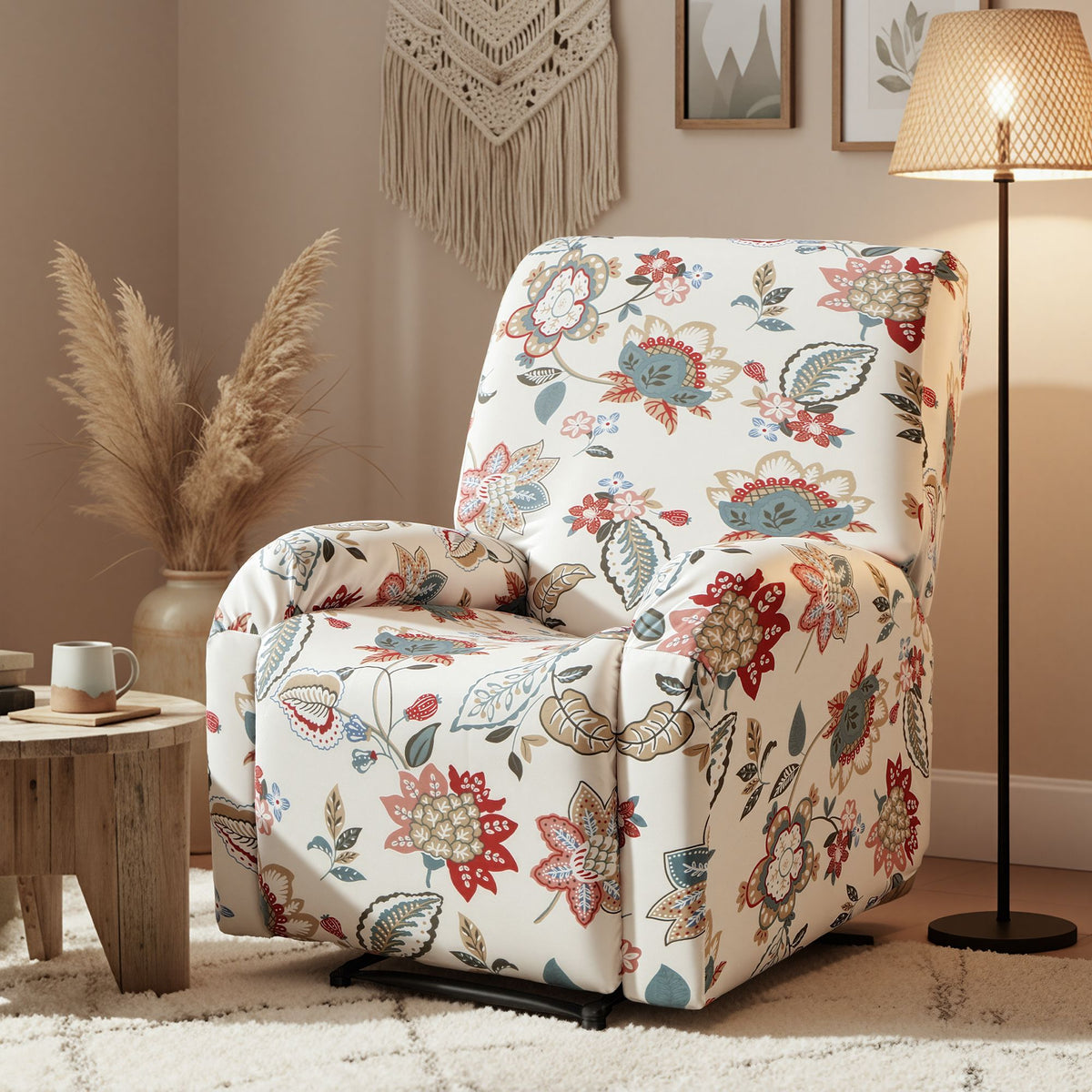 Artiss Split Stretch Recliner Chair Cover, Printed Non Slip Pet Friendly Washable Slipcover for Single Armchair