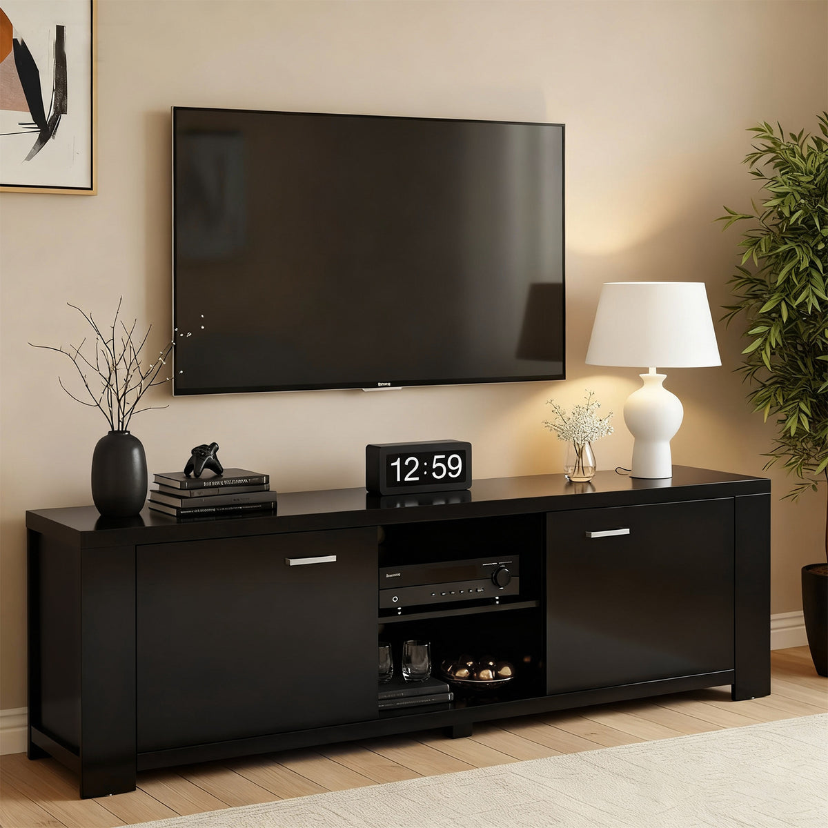 Artiss TV Cabinet Entertainment Unit 160cm Black Maxi