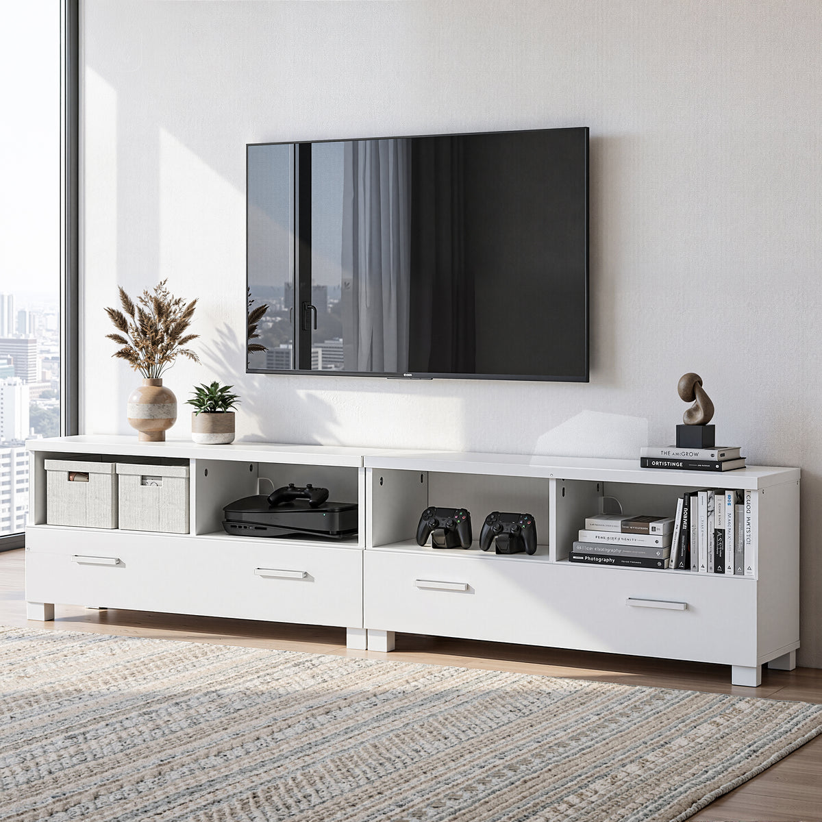 Artiss TV Cabinet Entertainment Unit 180cm White Eddie