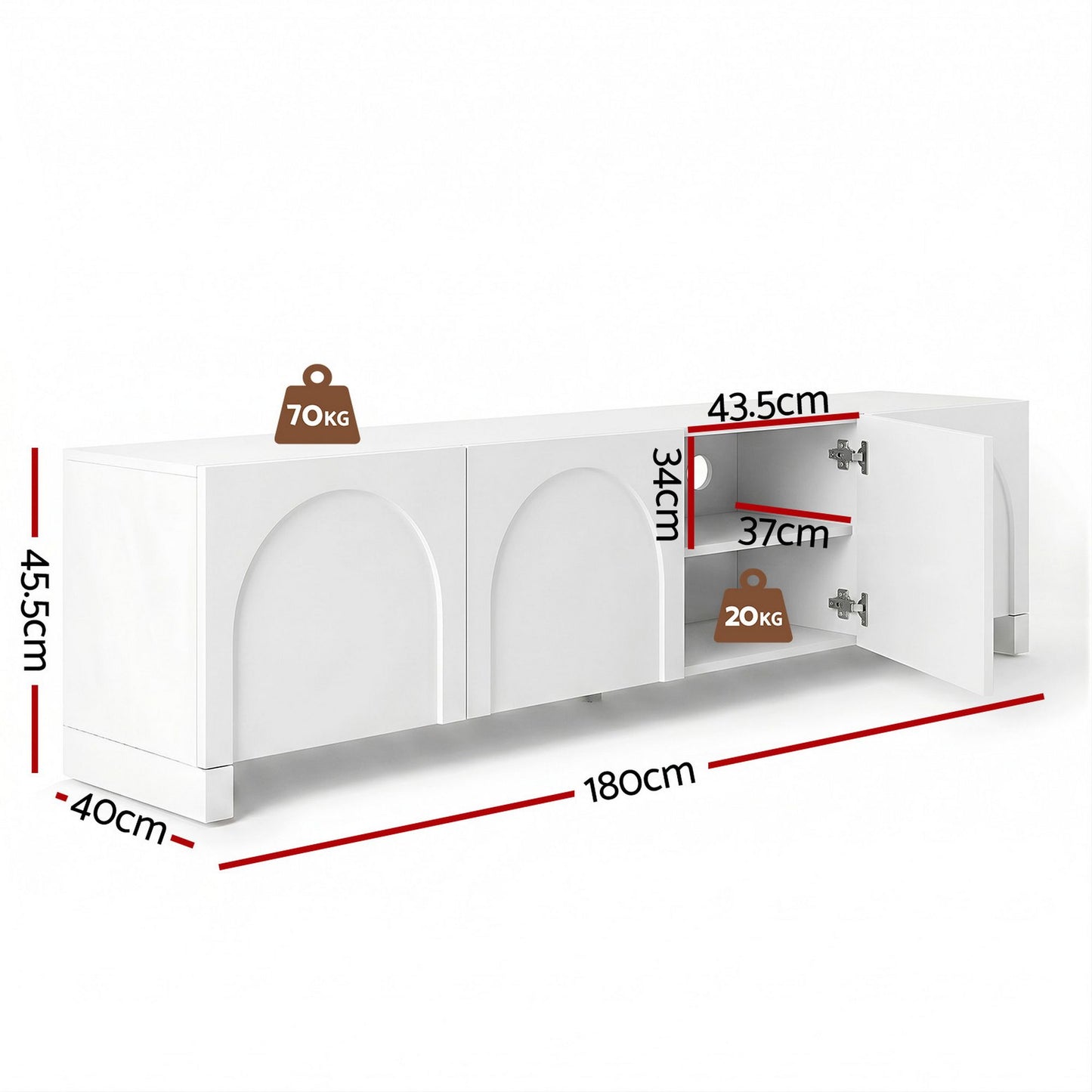Artiss TV Unit Entertainment Unit Storage Cabinet Adjustable Shelf 180cm White