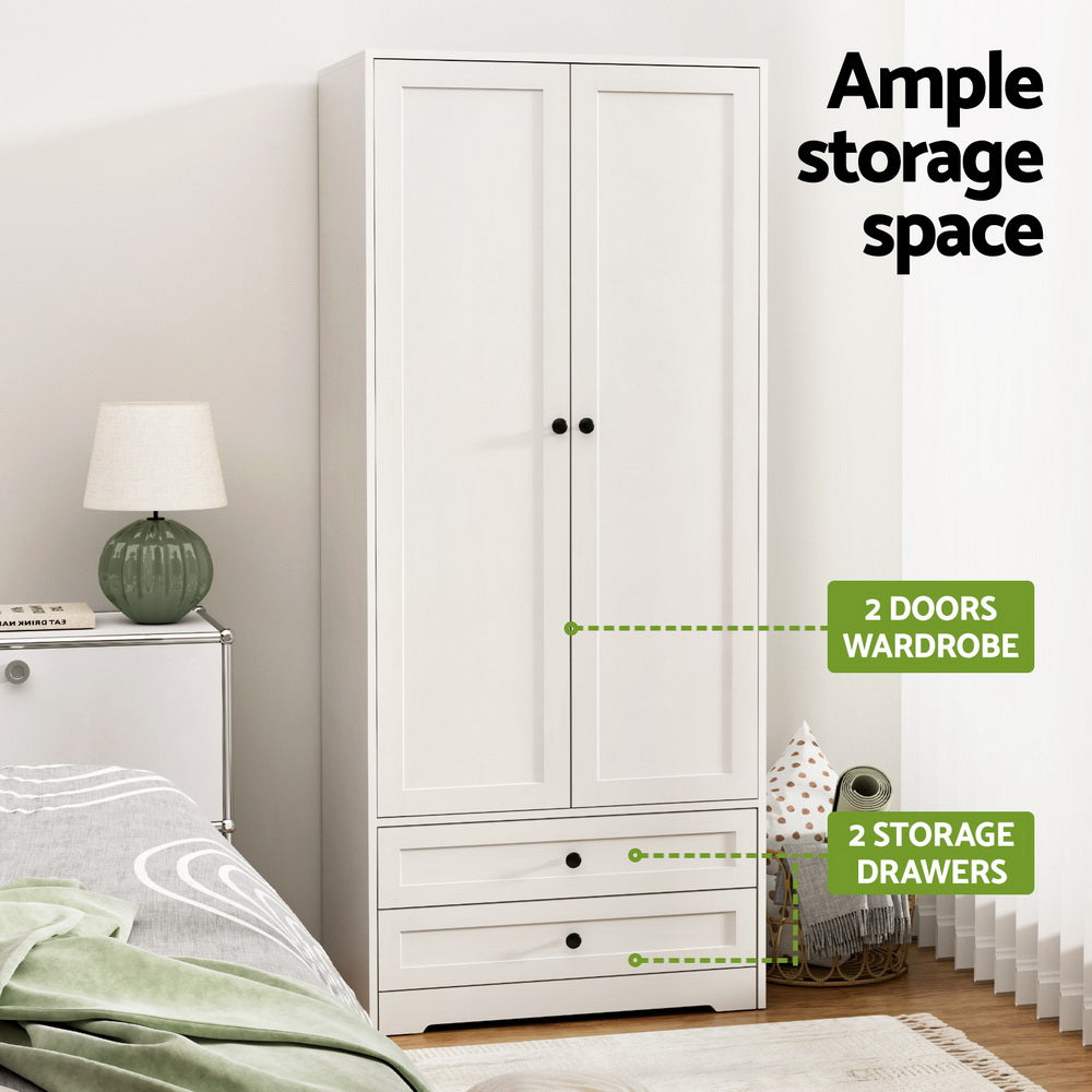Artiss Wardrobe Clothes Closet Storage Organizer with 2 Doors White