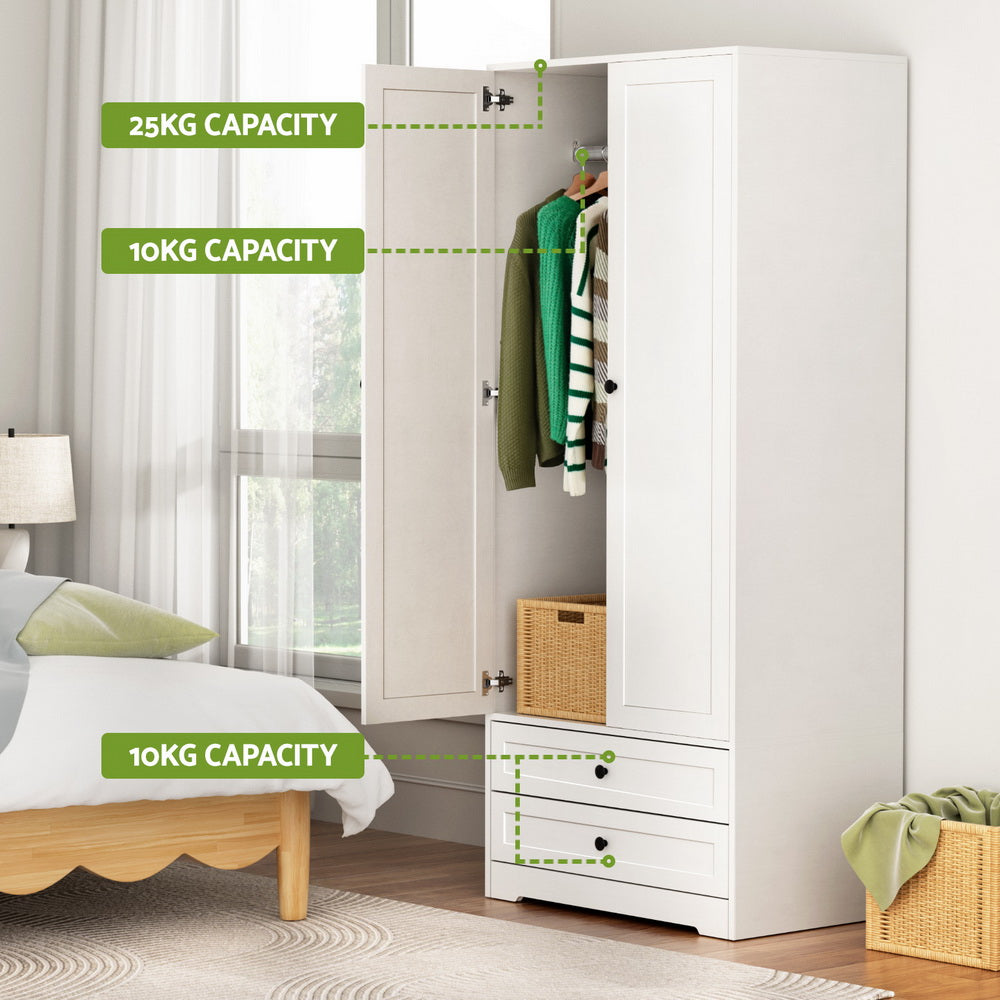 Artiss Wardrobe Clothes Closet Storage Organizer with 2 Doors White