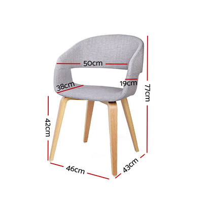 Artiss Set of 2 Timber Wood and Fabric Dining Chairs - Light Grey