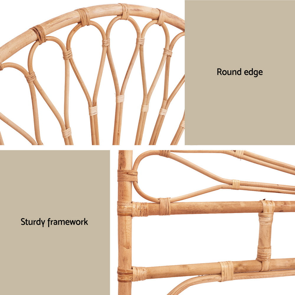 Artiss Bed Headboard Double Bedhead Rattan - MARI Pine
