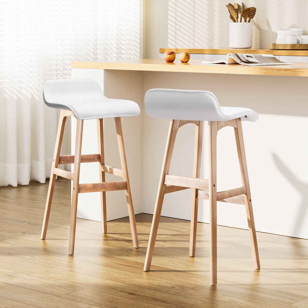 Artiss 2x Bar Stools Wooden Stool White – Ozdingo
