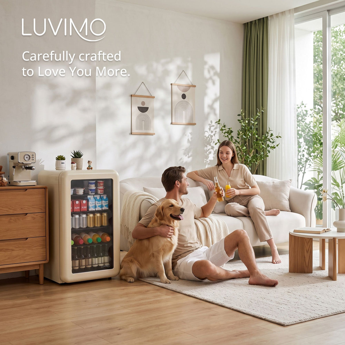 LUVIMO 130L Bar Fridge Mini Refrigerator Glass Door Aesthetics Cooler
