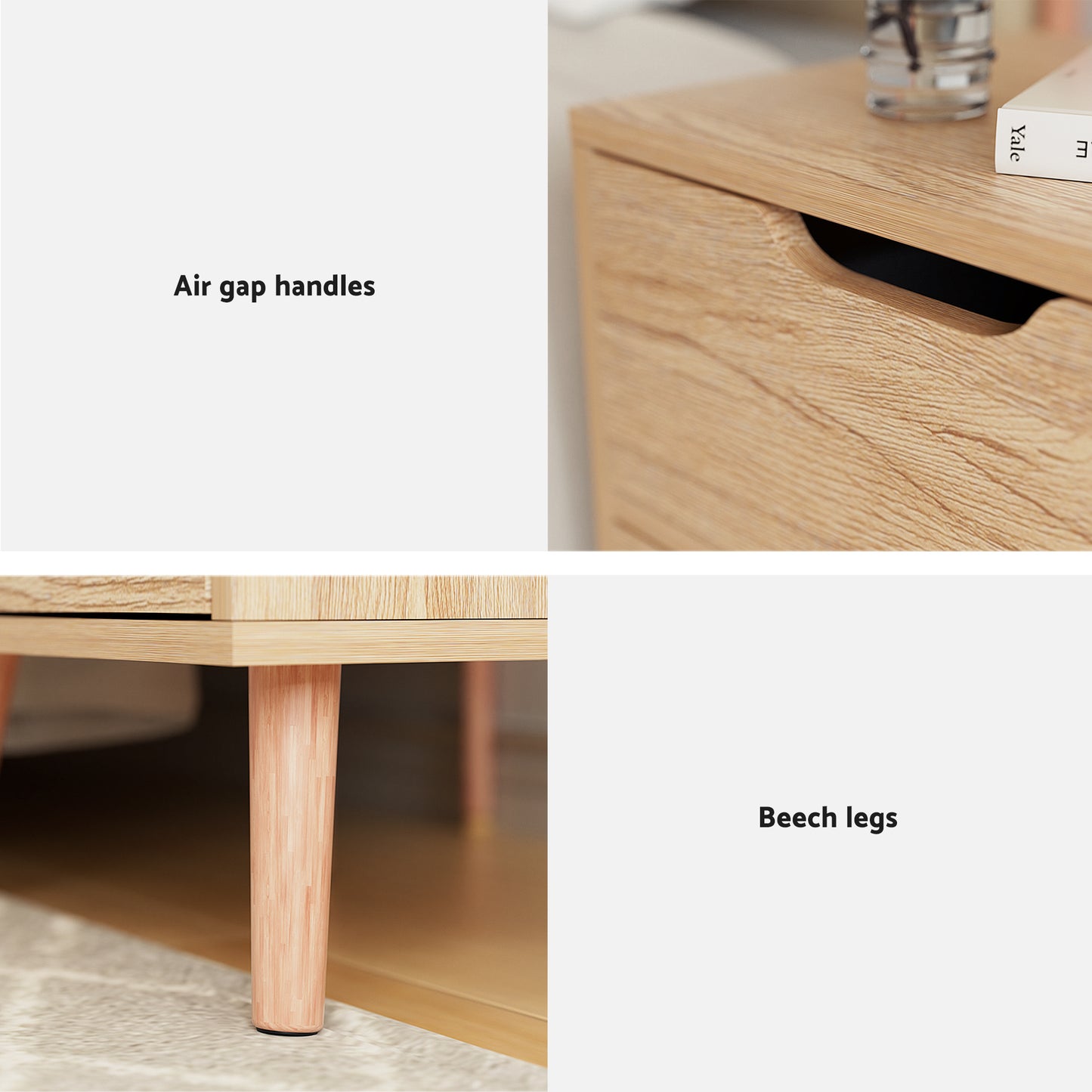 Artiss Gas Lift Queen Bed Frame with Bedside Table Set Boucle Fabric Upholstered Platform Bed Nightstand