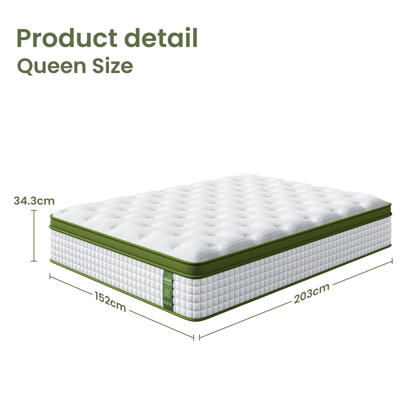 Artiss BedStory Queen Bed Frame Set with Hybrid Mattress and Leather Frame Medium White