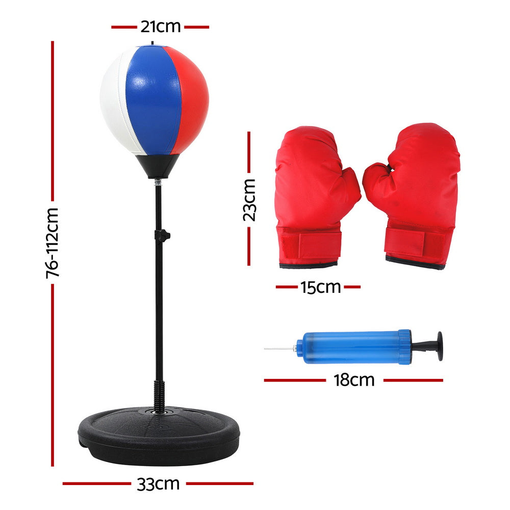 Everfit Kids Punching Bag Stand Set Adjustable 76-112cm with Gloves & Pump