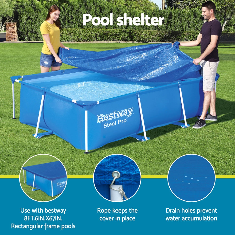 Bestway Pool Cover 264x174cm Rectangle Swimming Pool PE Shelter Fits 259x170cm Pools