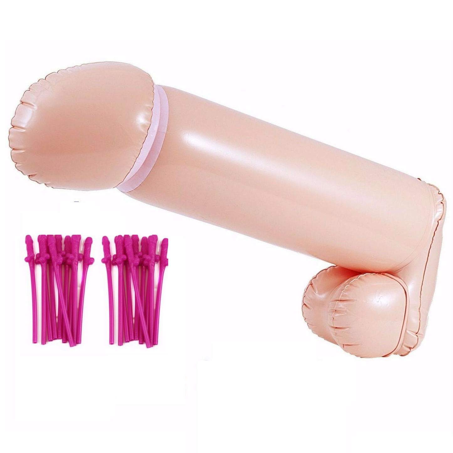 Blow Up Large Inflatable Penis Dick Willy Hens Night Games Fun Party + Straws