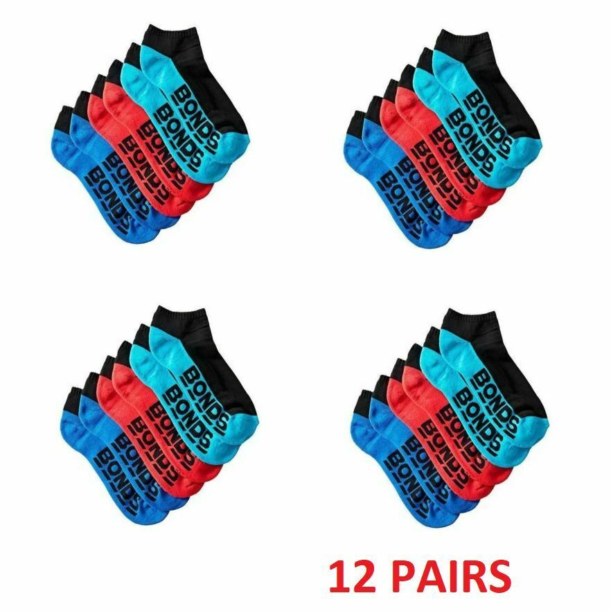 Bonds 12 Pairs Low Cut Mens Socks Sports Running Gym Sock Black White