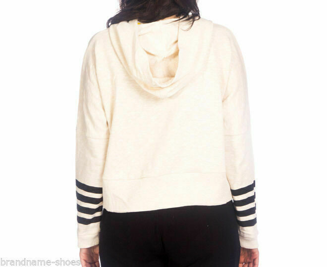Bonds Womens Comfy Jumper Hoodie Terry Hooded Pullover Cream Black Xl Warm Lady