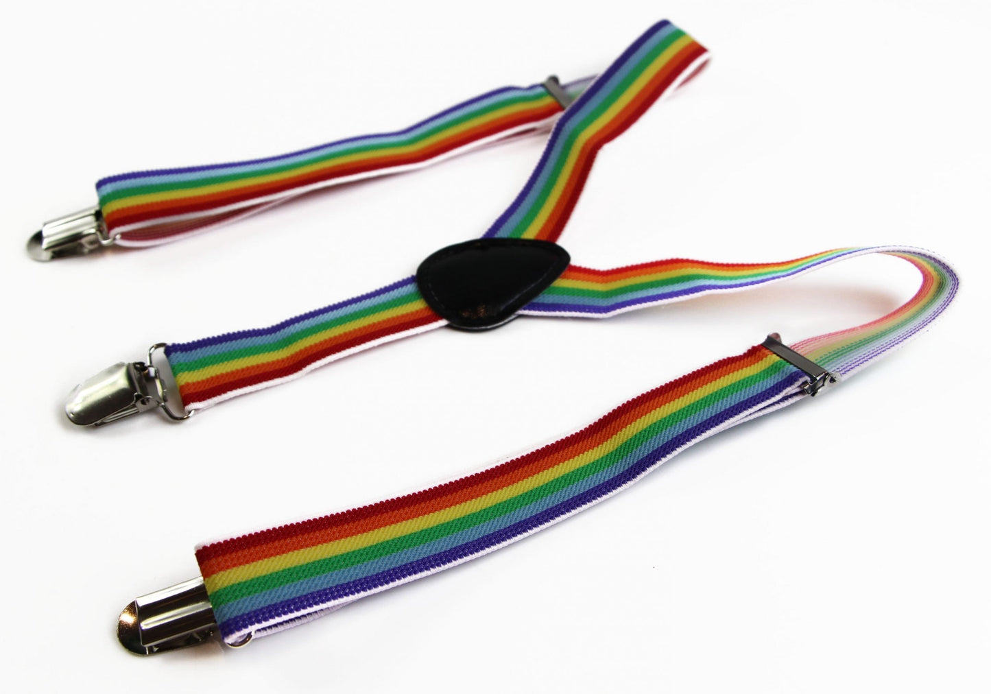 Boys Adjustable Multicoloured Rainbow Striped Patterned Suspenders