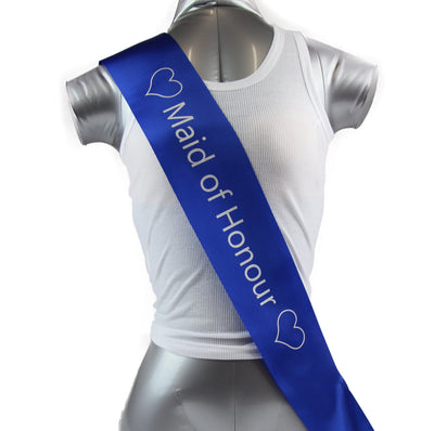 Bridal Hens Night Sash Party Electric Blue/Silver - Maid Of Honour