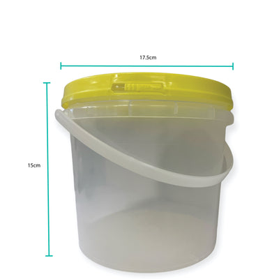 Bulk 100 x Honey Bucket with Lid - 0.8L 1.2L 2.2L Clear Tamper Proof Plastic Tub