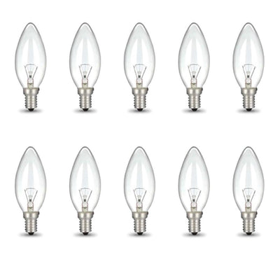 Bulk 10x E14 40W 220V Light Bulbs - C35 Candle Globe For Himalayan Salt Lamp