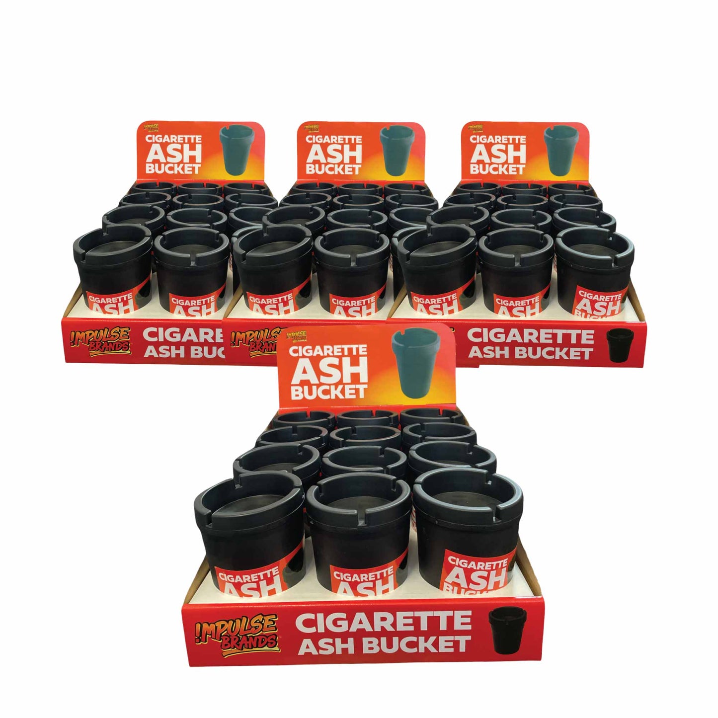 Bulk 48 Pk Cigarette Ashtray Bucket Black Lid Ash Large Tobacco Smoke Car Holder