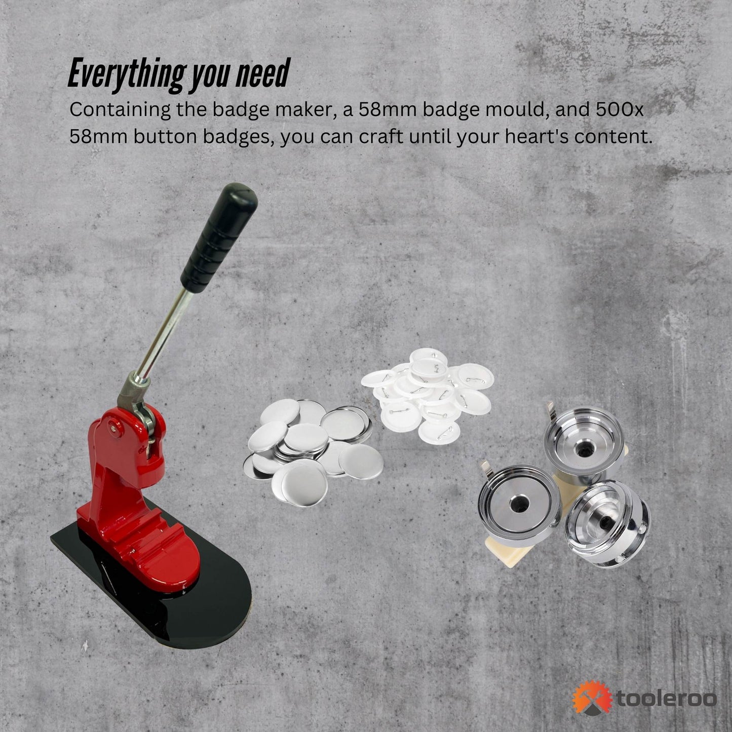 Button Badge Making Set 58mm - Maker + Mould + Badges