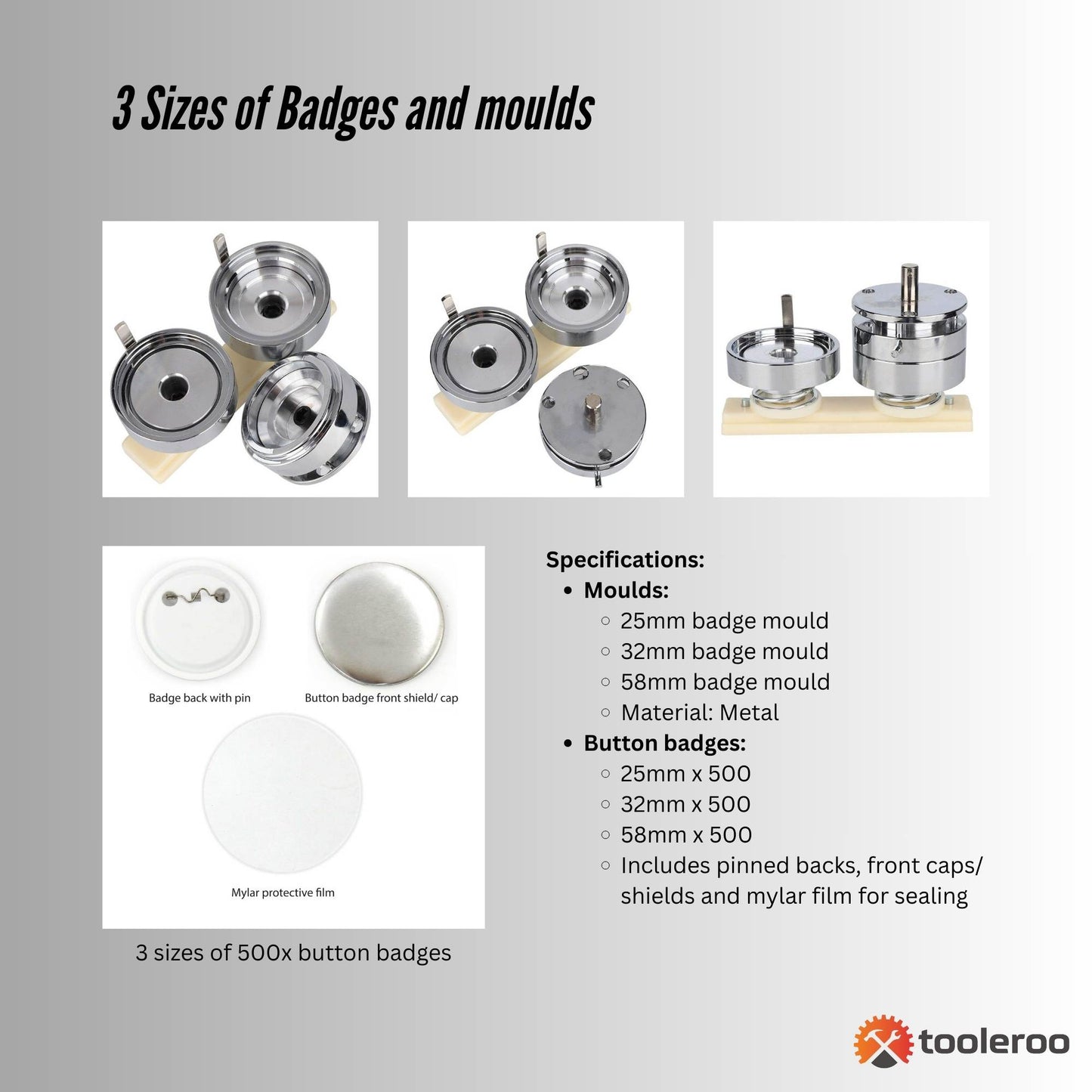 Button Badge Making Set - Maker + Moulds + Badges 25mm 32mm 58mm