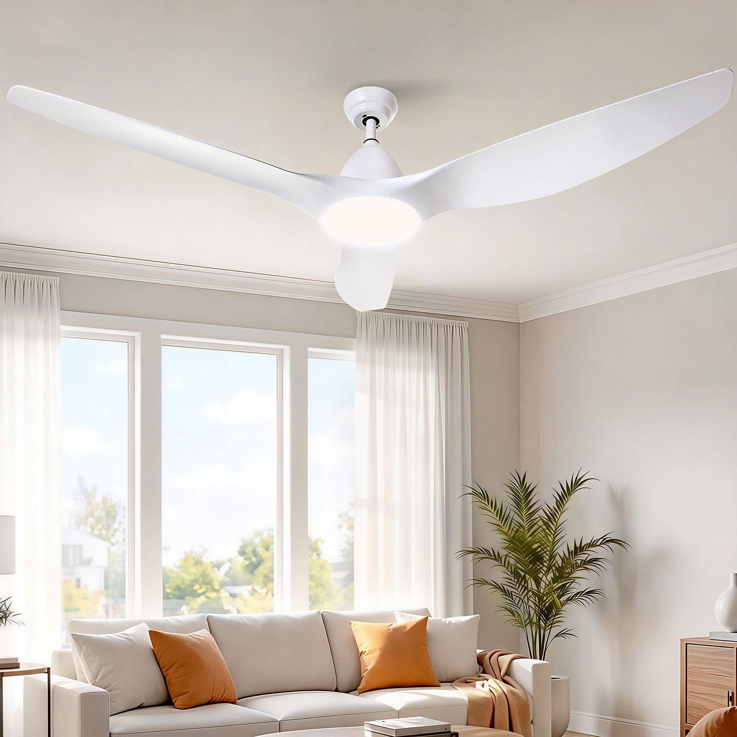 Devanti 64'' Ceiling Fan DC Motor w/Light w/Remote - White