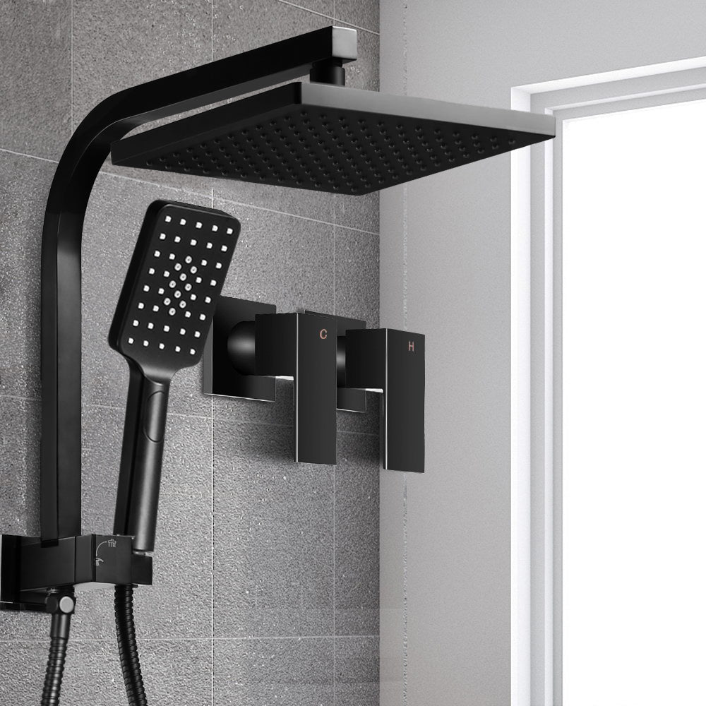 Cefito 8'' Rain Shower Head Set Handheld Square High Pressure Twins Tap Black