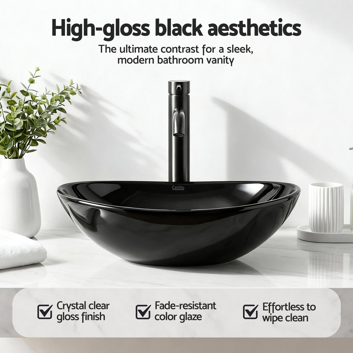 Cefito Bathroom Basin Ceramic Vanity Sink Hand Wash Bowl 41x34cm