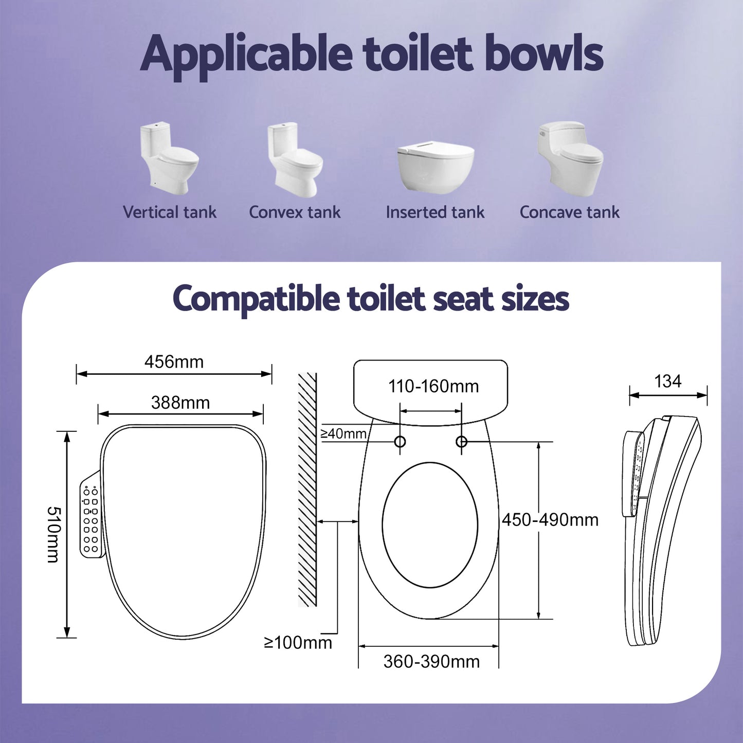 Cefito Electric Bidet Toilet Seat Cover Heated Warm Water Dryer LED Night Light