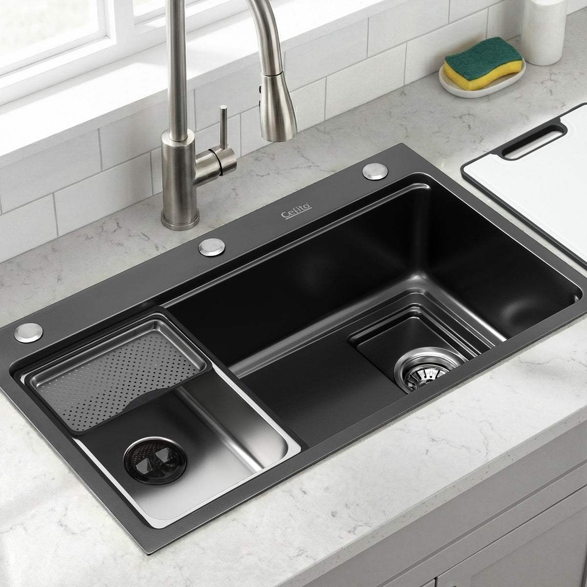 Cefito Kitchen Sink 304 Stainless Steel Bar Sink Millet Grain Water Basin Sink