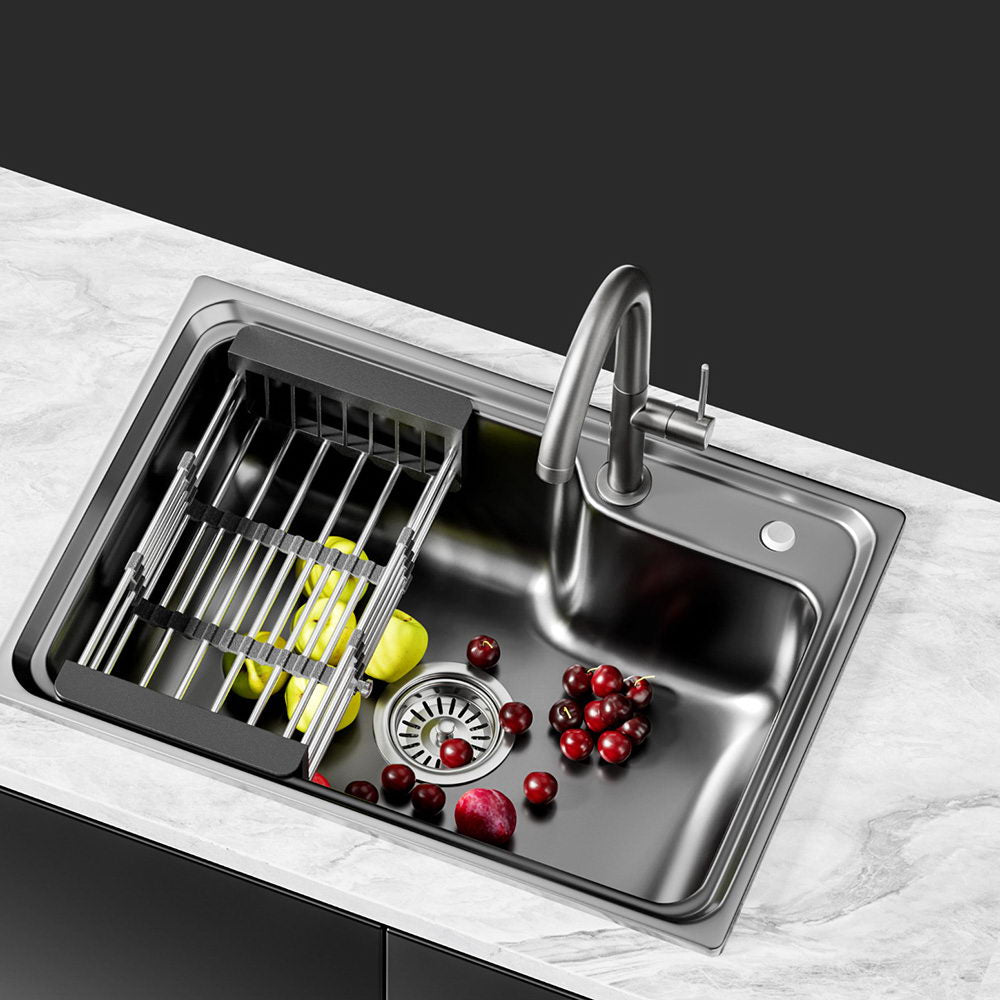 Cefito Kitchen Sink 61X43CM Stainless Steel Basin Single Bowl Black Drain Basket