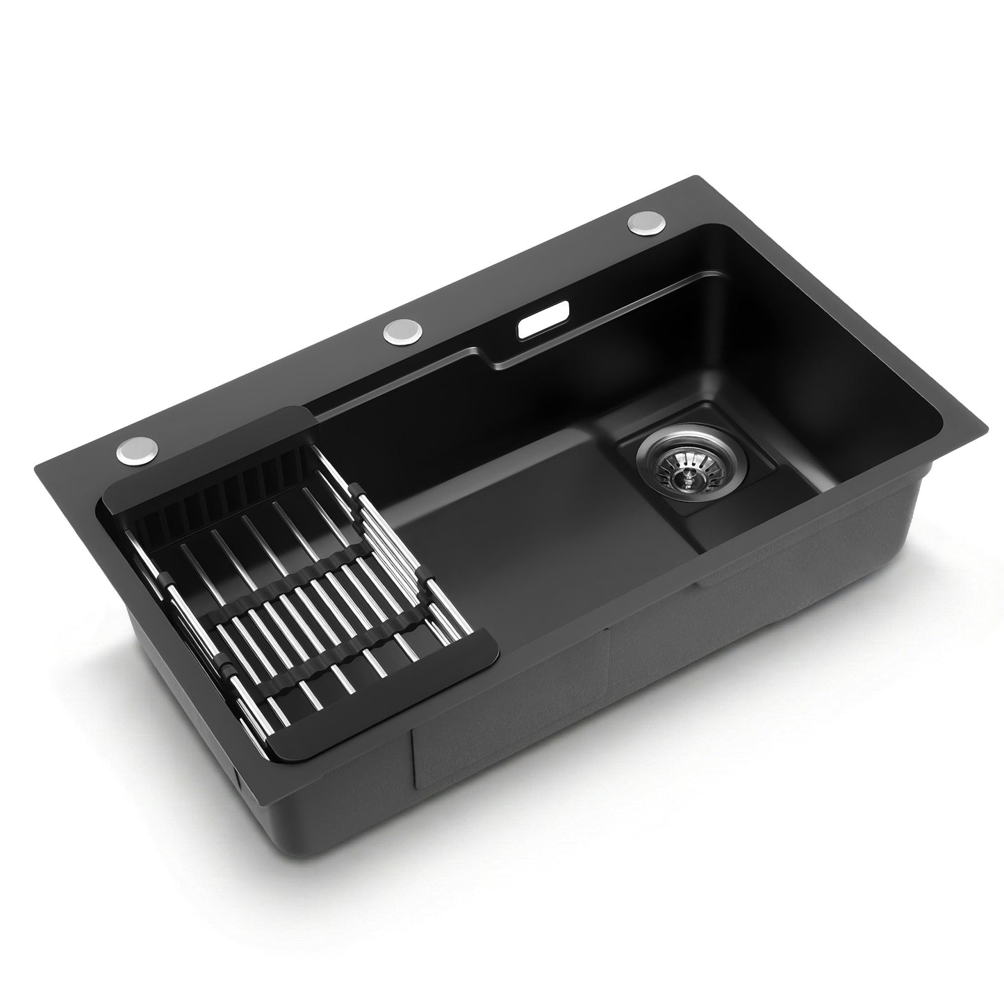 Cefito Kitchen Sink 75X45CM Stainless Steel Basin Single Bowl Drain Part Black