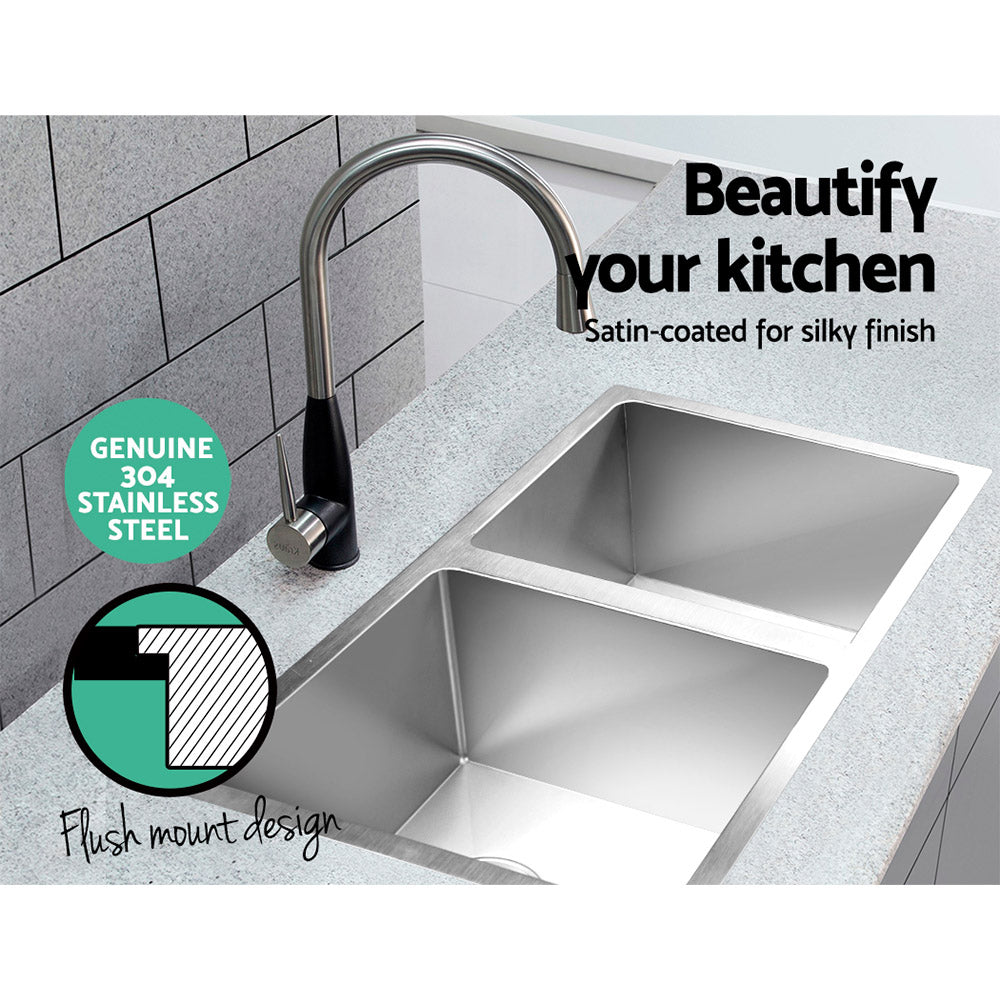Cefito Kitchen Sink 77X45CM Stainless Steel Basin Double Bowl Silver