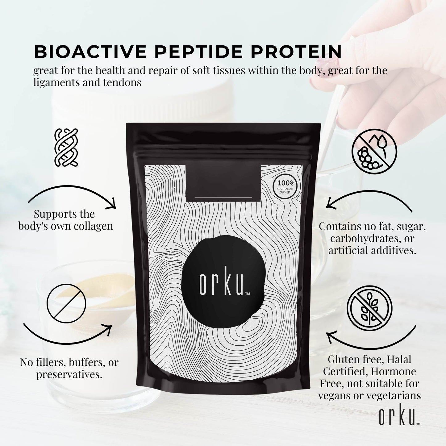 Collagen Powder - Bovine Hydrolysate Protein Peptide Supplement Unflavoured