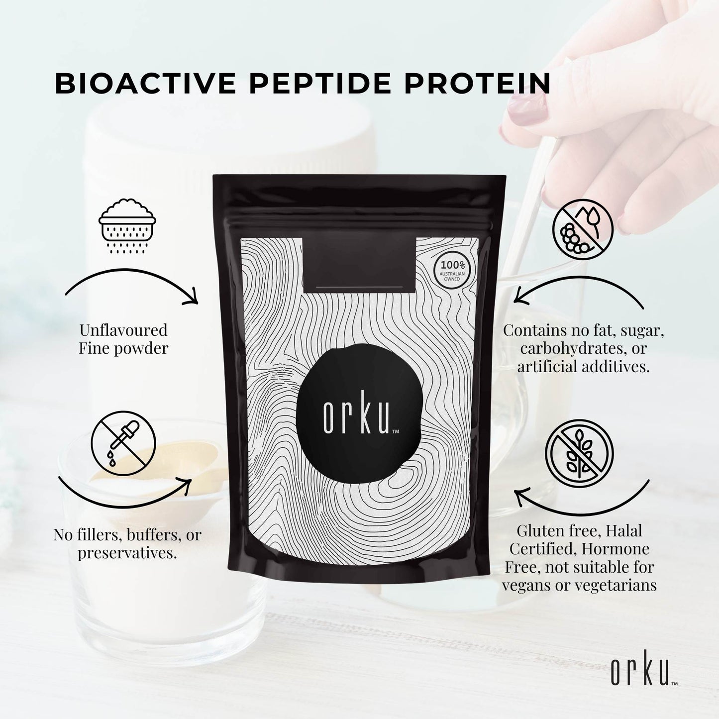 Collagen Powder - Bovine Hydrolysate Protein Peptide Supplement Unflavoured