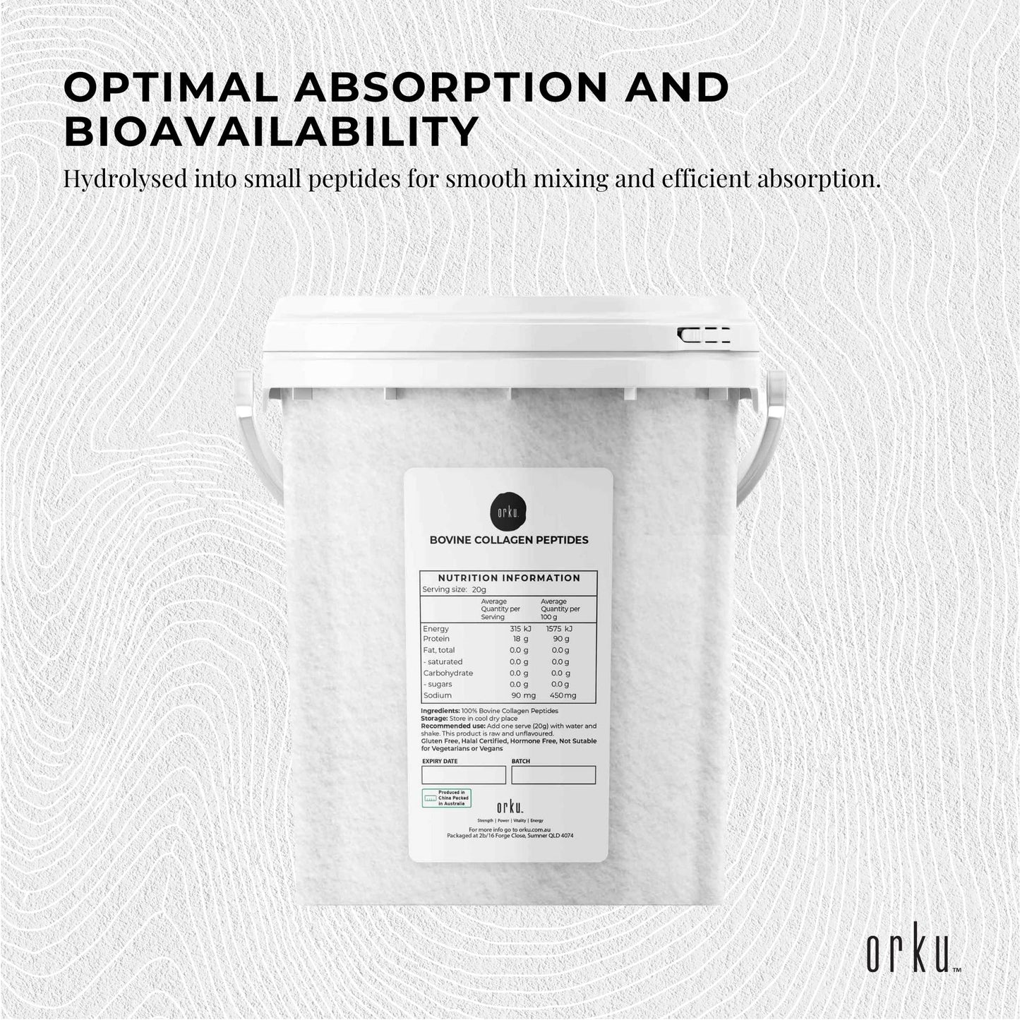 Collagen Powder Tub - Bovine Hydrolysate Protein Peptide Supplement Unflavoured